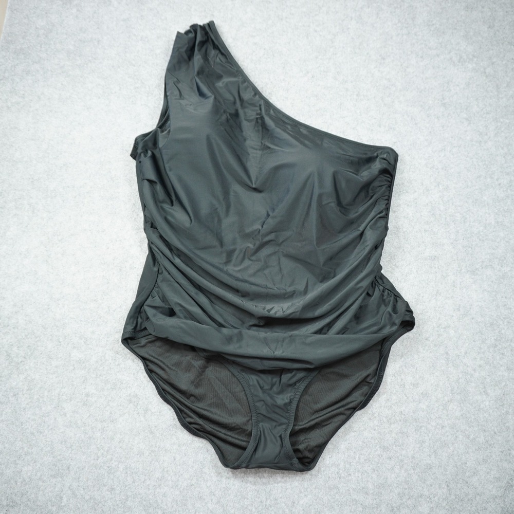 J. Crew Size 24 Black One Shoulder Ruched One Piece Swimsuit NWT Vacation Resort